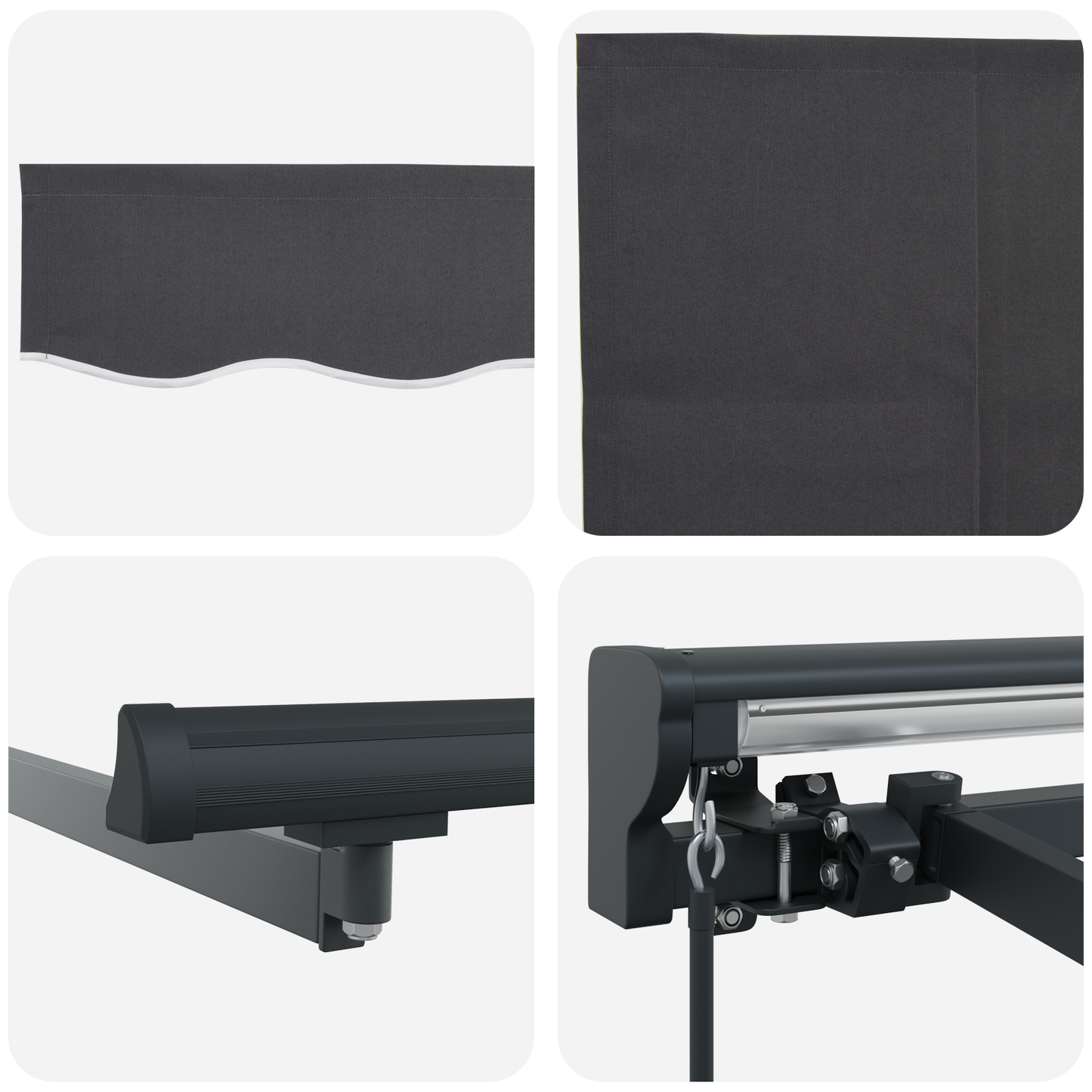 Einziehbare Markise Grau und Anthrazit 350 x 250 cm