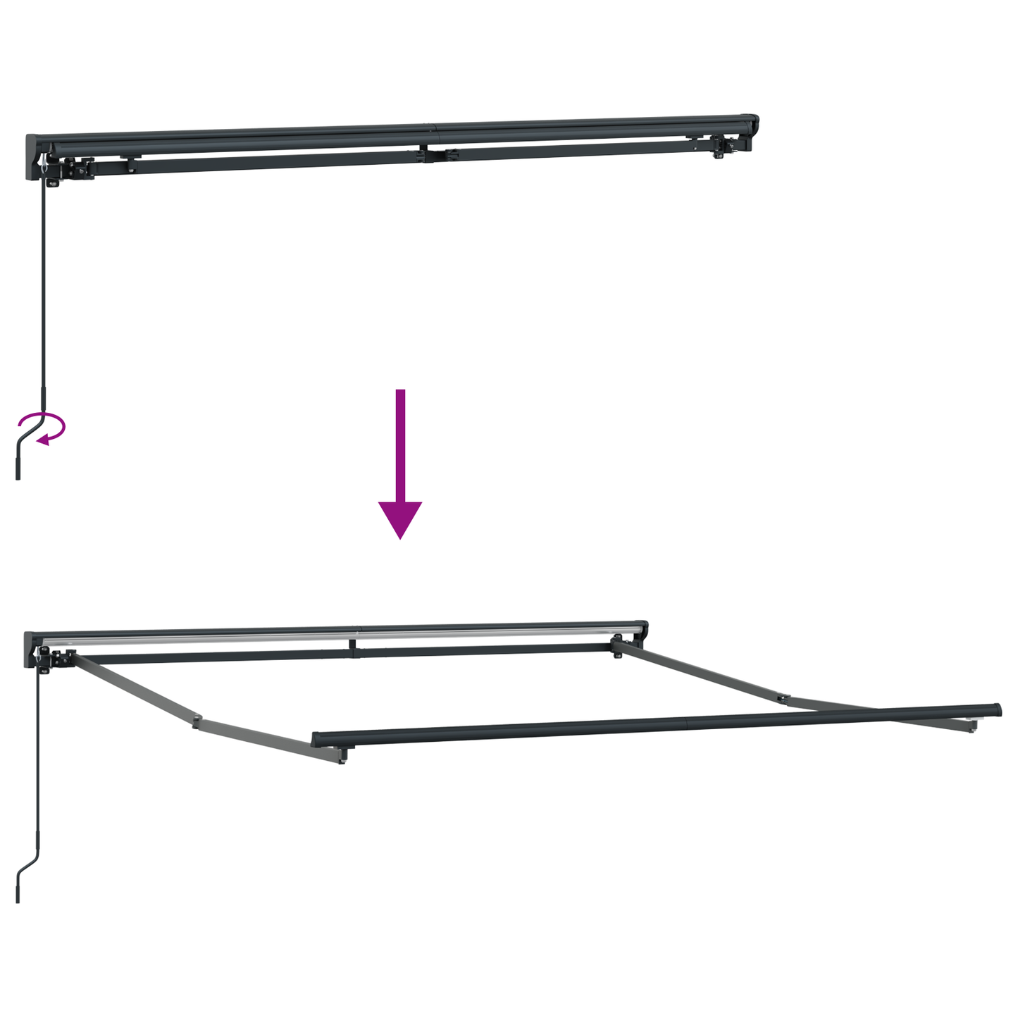 Einziehbare Markise Grau und Anthrazit 350 x 250 cm