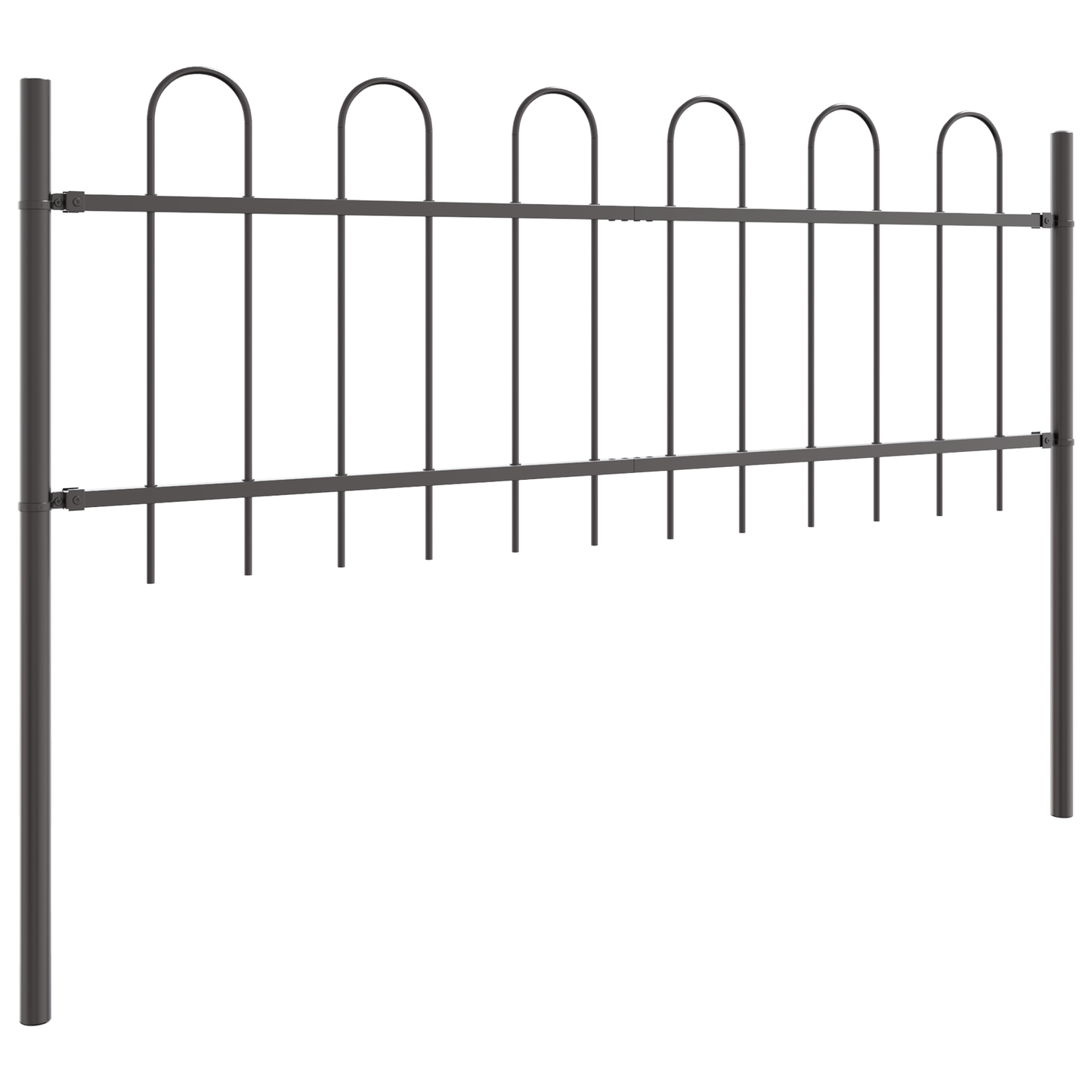 Gartenzaun Grau 3.4 x 0.6 m Pulverbeschichteter Stahl