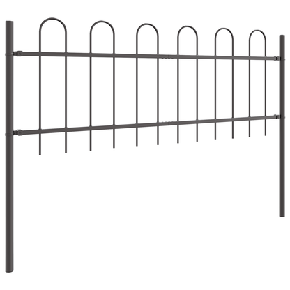 Gartenzaun Grau 3.4 x 0.6 m Pulverbeschichteter Stahl