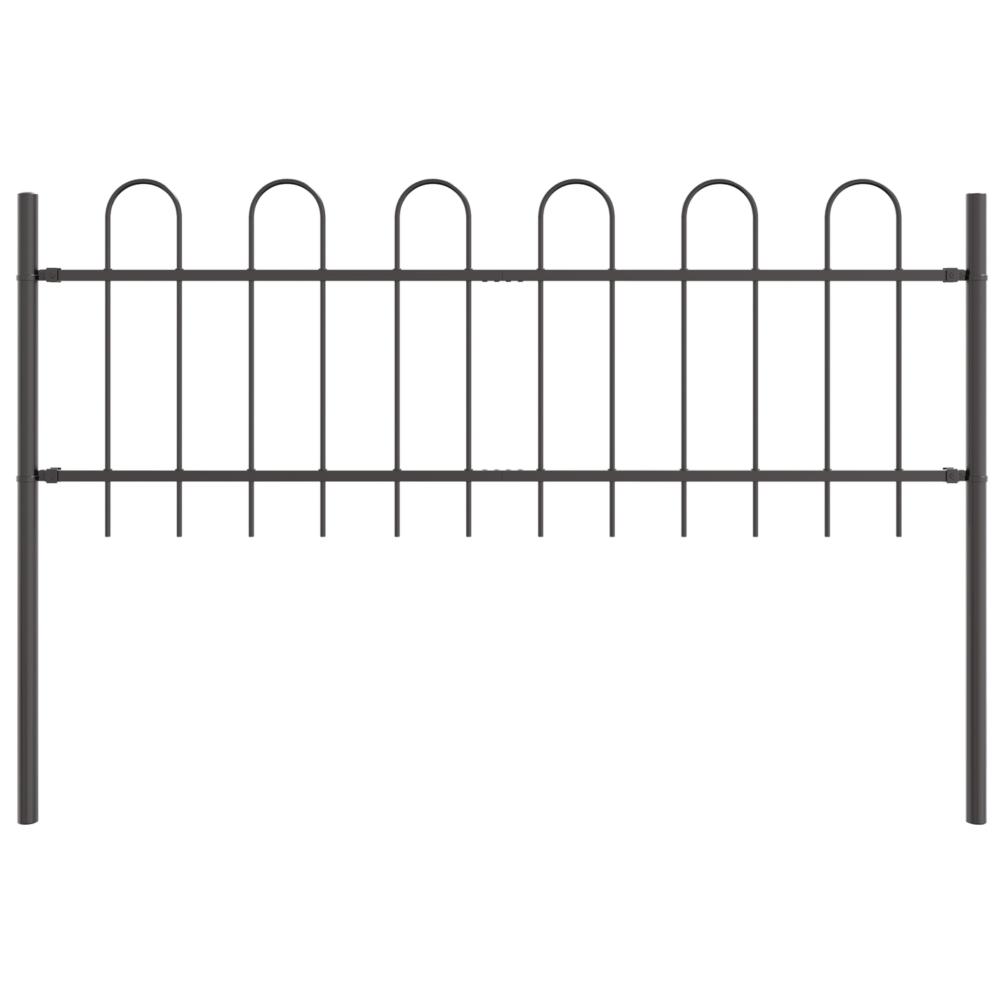 Gartenzaun Grau 3.4 x 0.6 m Pulverbeschichteter Stahl