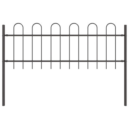 Gartenzaun Grau 3.4 x 0.6 m Pulverbeschichteter Stahl