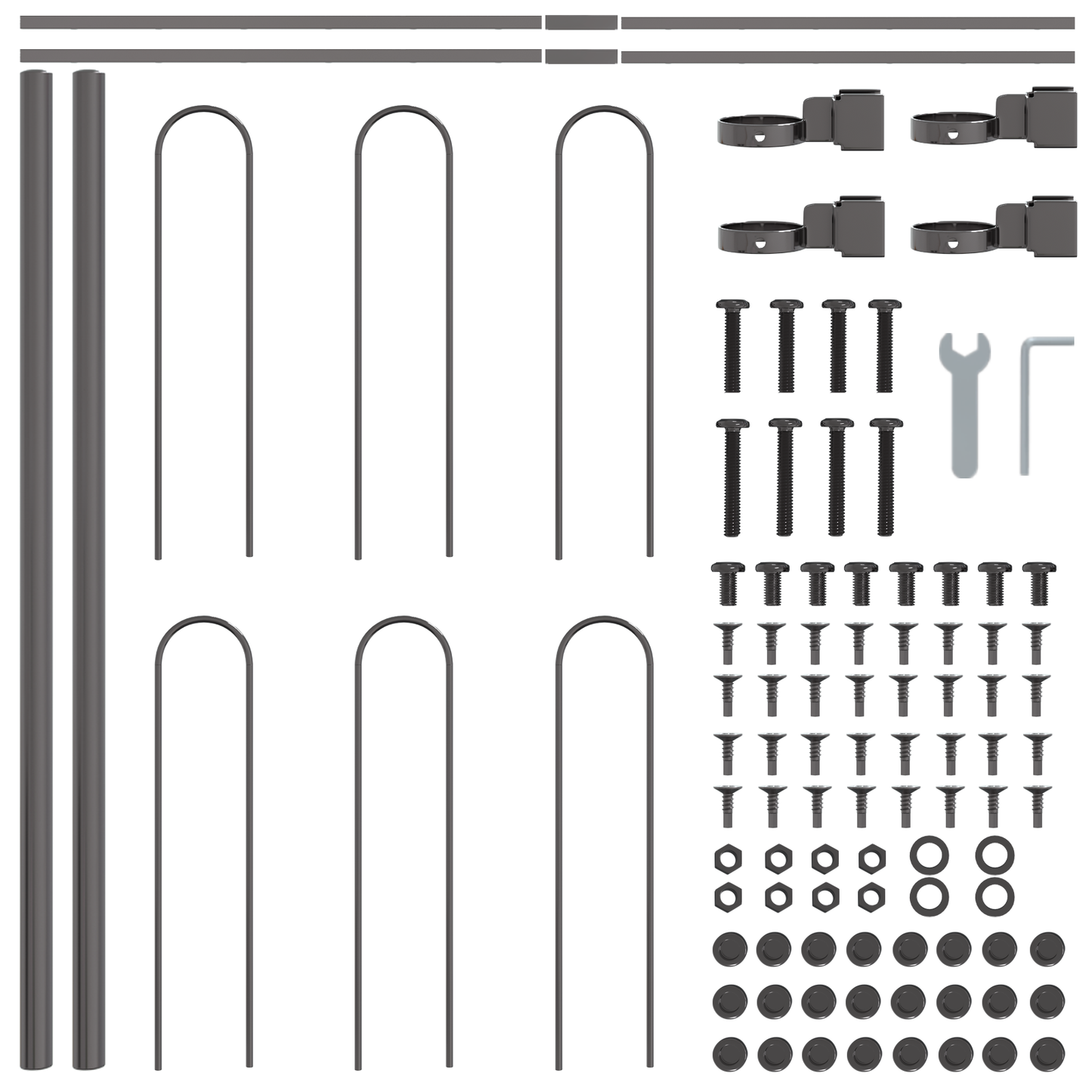 Gartenzaun Grau 3.4 x 0.6 m Pulverbeschichteter Stahl
