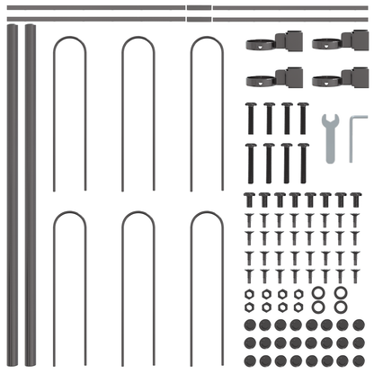 Gartenzaun Grau 3.4 x 0.6 m Pulverbeschichteter Stahl