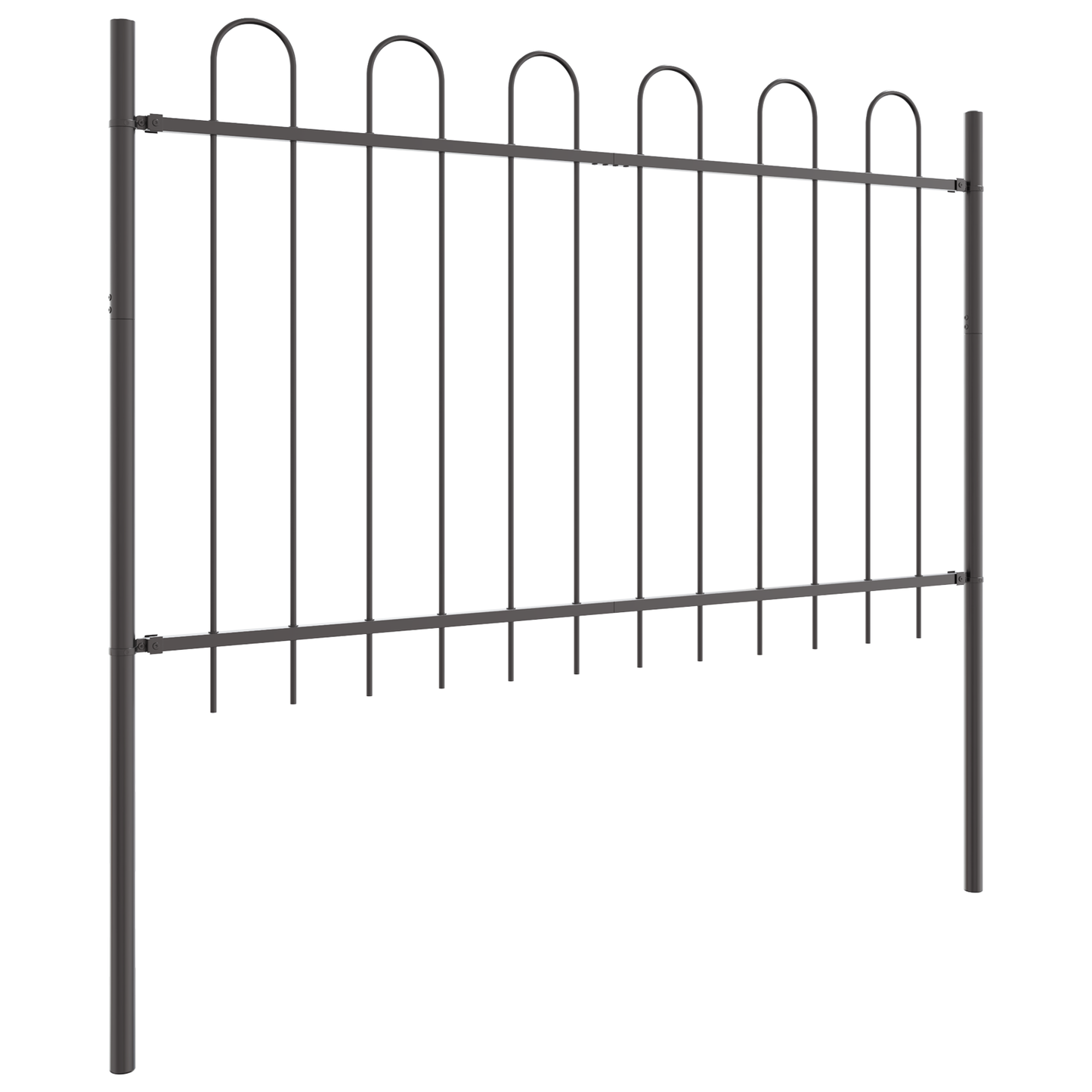 Gartenzaun Grau 3.4 x 1 m Pulverbeschichteter Stahl