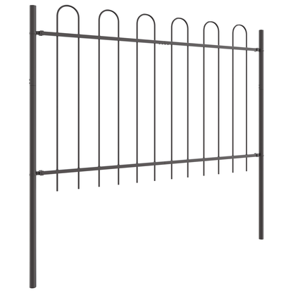 Gartenzaun Grau 3.4 x 1 m Pulverbeschichteter Stahl