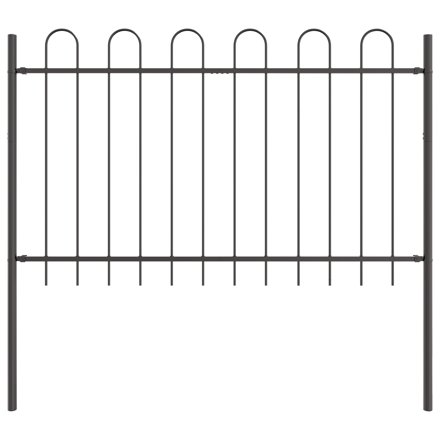 Gartenzaun Grau 3.4 x 1 m Pulverbeschichteter Stahl