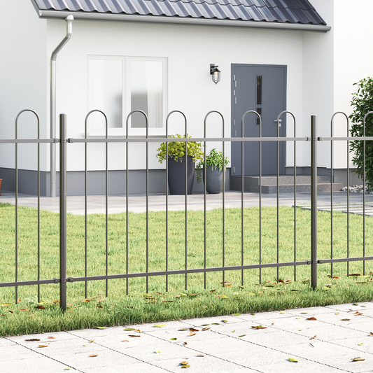 Gartenzaun Grau 3.4 x 1 m Pulverbeschichteter Stahl