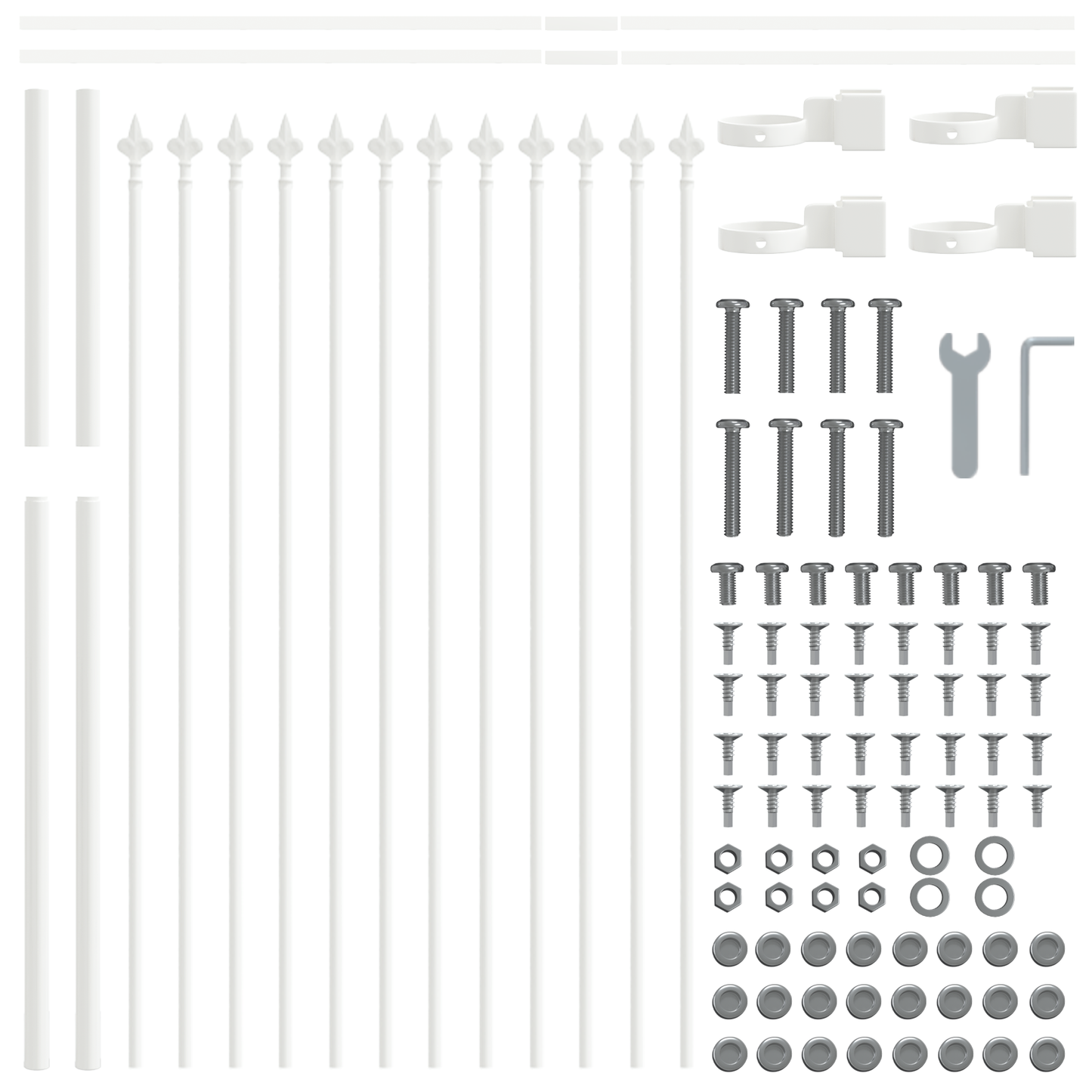Gartenzaun Weiß 3.4 x 1.2 m Pulverbeschichteter Stahl