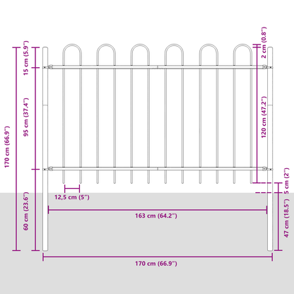 Gartenzaun Weiß 3.4 x 1.2 m Pulverbeschichteter Stahl