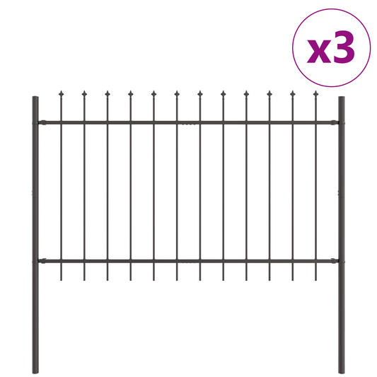 Gartenzaun Grau 5.1 x 1.2 m Pulverbeschichteter Stahl