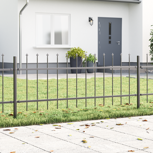 Gartenzaun Grau 6.8 x 0.6 m Pulverbeschichteter Stahl