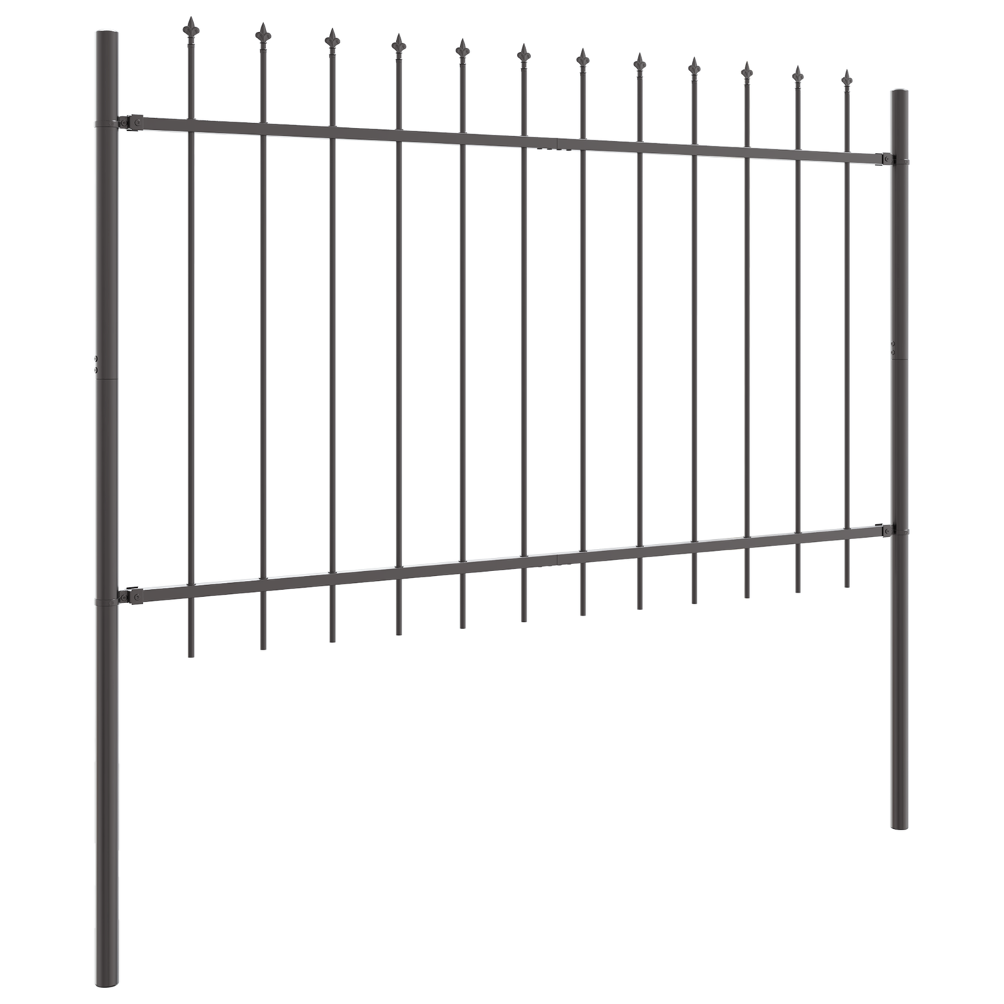 Gartenzaun Grau 6.8 x 1.2 m Pulverbeschichteter Stahl
