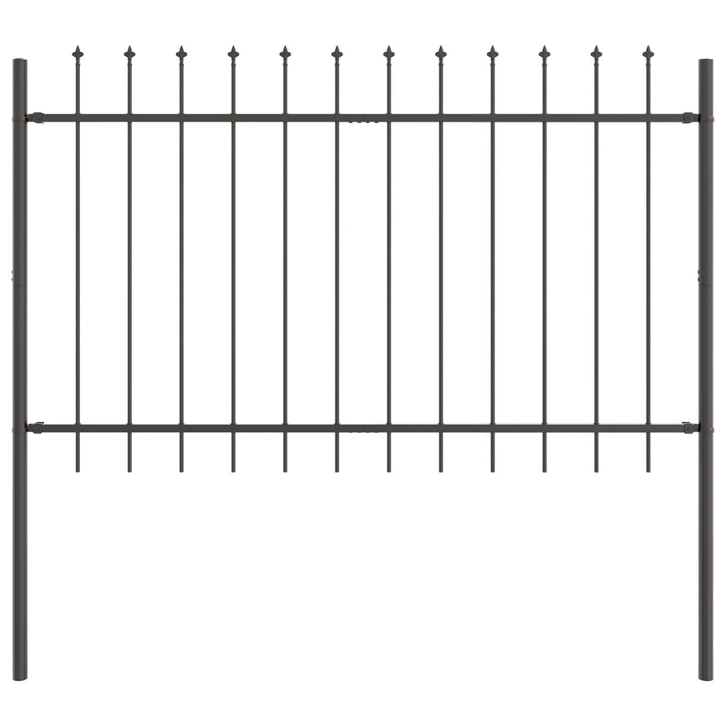 Gartenzaun Grau 6.8 x 1.2 m Pulverbeschichteter Stahl