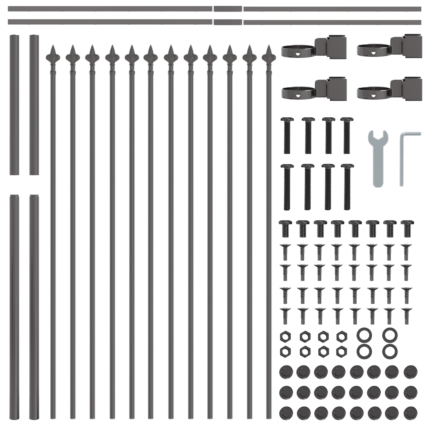 Gartenzaun Grau 6.8 x 1.2 m Pulverbeschichteter Stahl