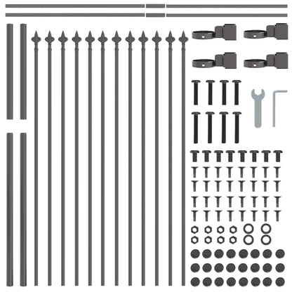 Gartenzaun Grau 6.8 x 1.2 m Pulverbeschichteter Stahl
