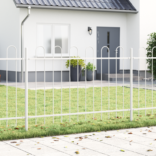Gartenzaun Weiß 6.8 x 1.2 m Pulverbeschichteter Stahl