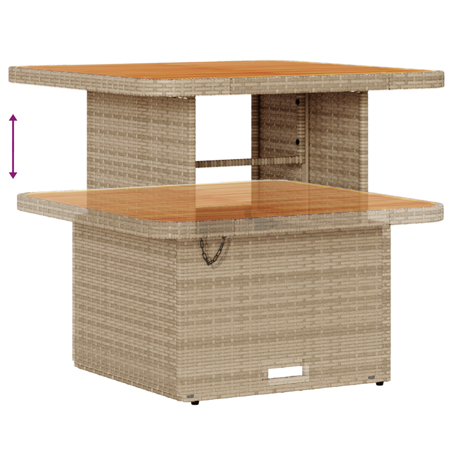 10-teiliges Garten-Sofa-Set mit Kissen Beige Poly Rattan Akazie