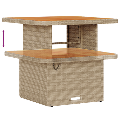 10-teiliges Garten-Sofa-Set mit Kissen Beige Poly Rattan Akazie
