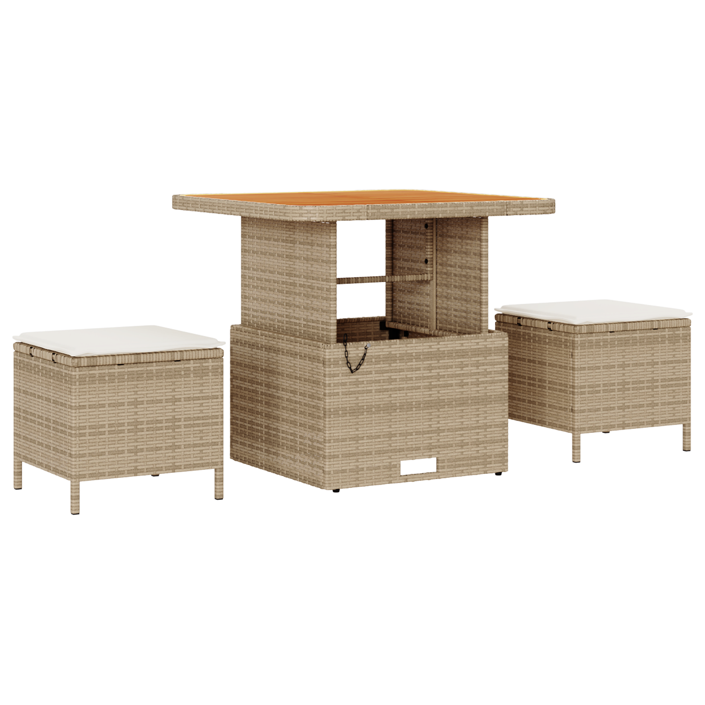 10-teiliges Garten-Sofa-Set mit Kissen Beige Poly Rattan Akazie