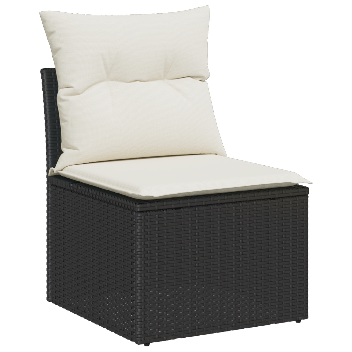 10-teiliges Garten Sofa Set mit Kissen Schwarz Poly Rattan Akazie