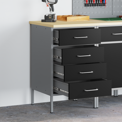 Werkbank mit Schubladen Schwarz und Grau 50 x 55 x 85 cm