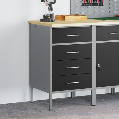 Werkbank mit Schubladen Schwarz und Grau 50 x 55 x 85 cm