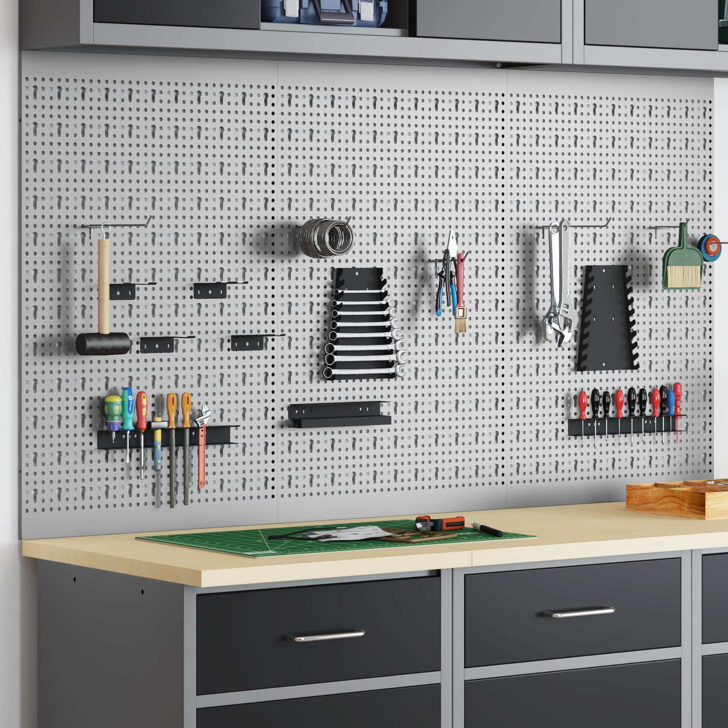 Aufbewahrungsbank 3 pcs Grau 150 x 1 x 80 cm