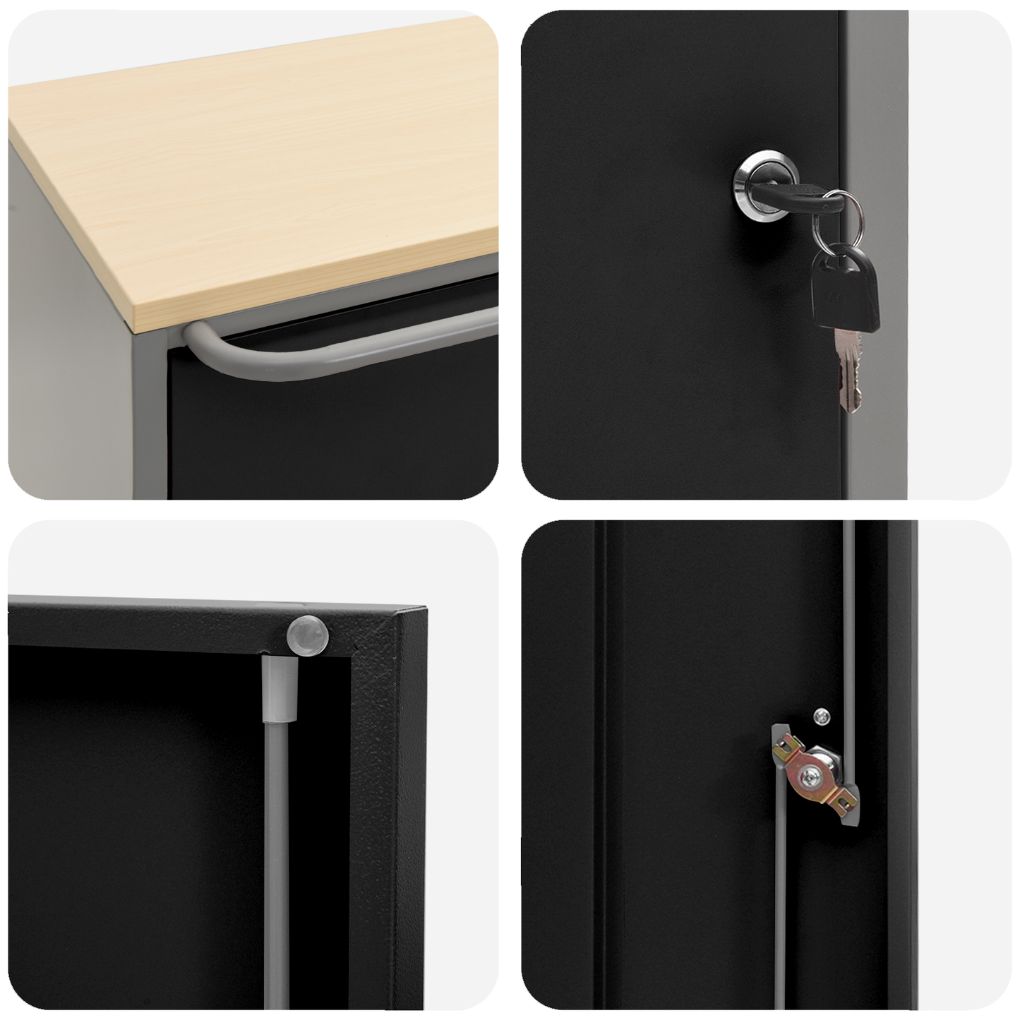 Werkbank Mit Rad mit Speicher Schwarz und Grau 75 x 45 x 85 cm