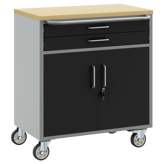 Werkbank mit Schubladen Schwarz und Grau 75 x 45 x 85 cm