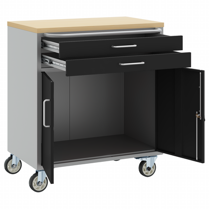 Werkbank mit Schubladen Schwarz und Grau 75 x 45 x 85 cm