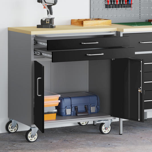 Werkbank mit Schubladen Schwarz und Grau 75 x 45 x 85 cm