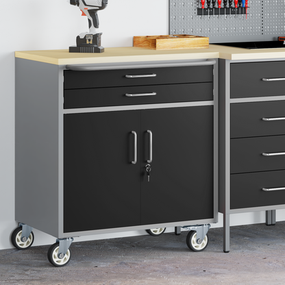 Werkbank mit Schubladen Schwarz und Grau 75 x 45 x 85 cm