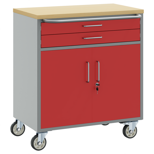 Werkbank Rot und Grau 75 x 45 x 85 cm Pulverbeschichteter Stahl