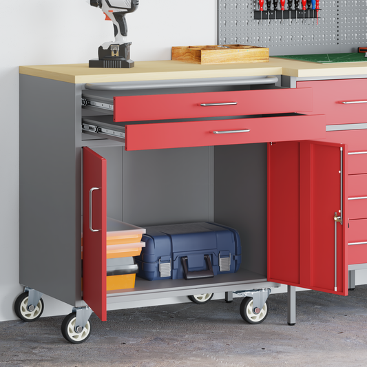Werkbank Rot und Grau 75 x 45 x 85 cm Pulverbeschichteter Stahl