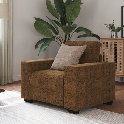 Sofa-Sessel mit Kissen Braun Kunstleder und Holz