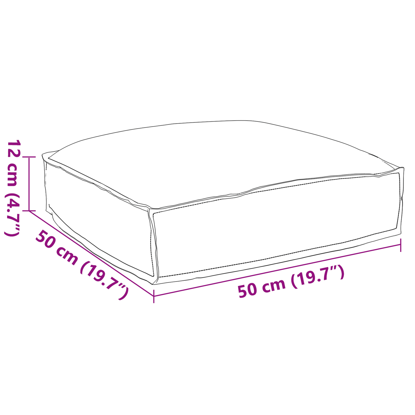 Pallet Kissen für geeigneten Sitz Königsblau 50 x 50 x 12 cm