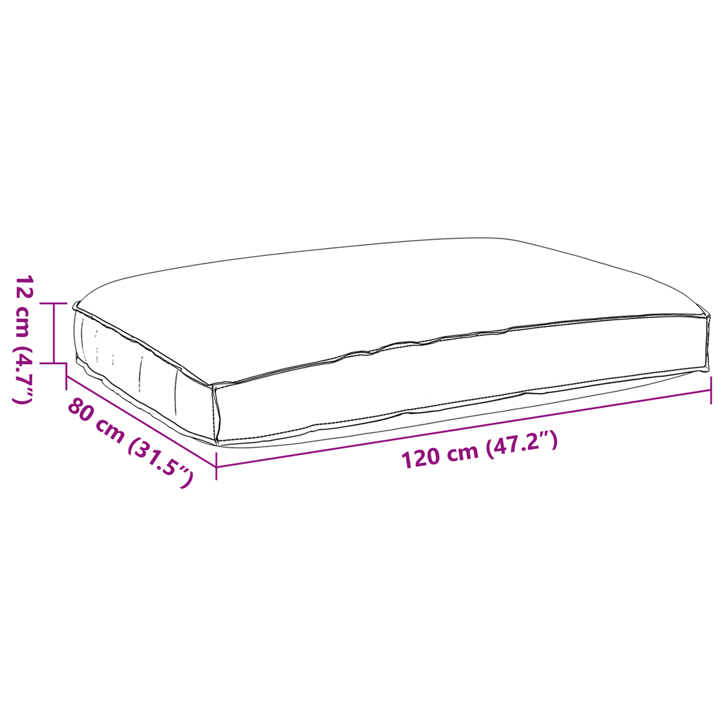 Palletkissen geeignet für Sitz Creme 120 x 80 x 12 cm