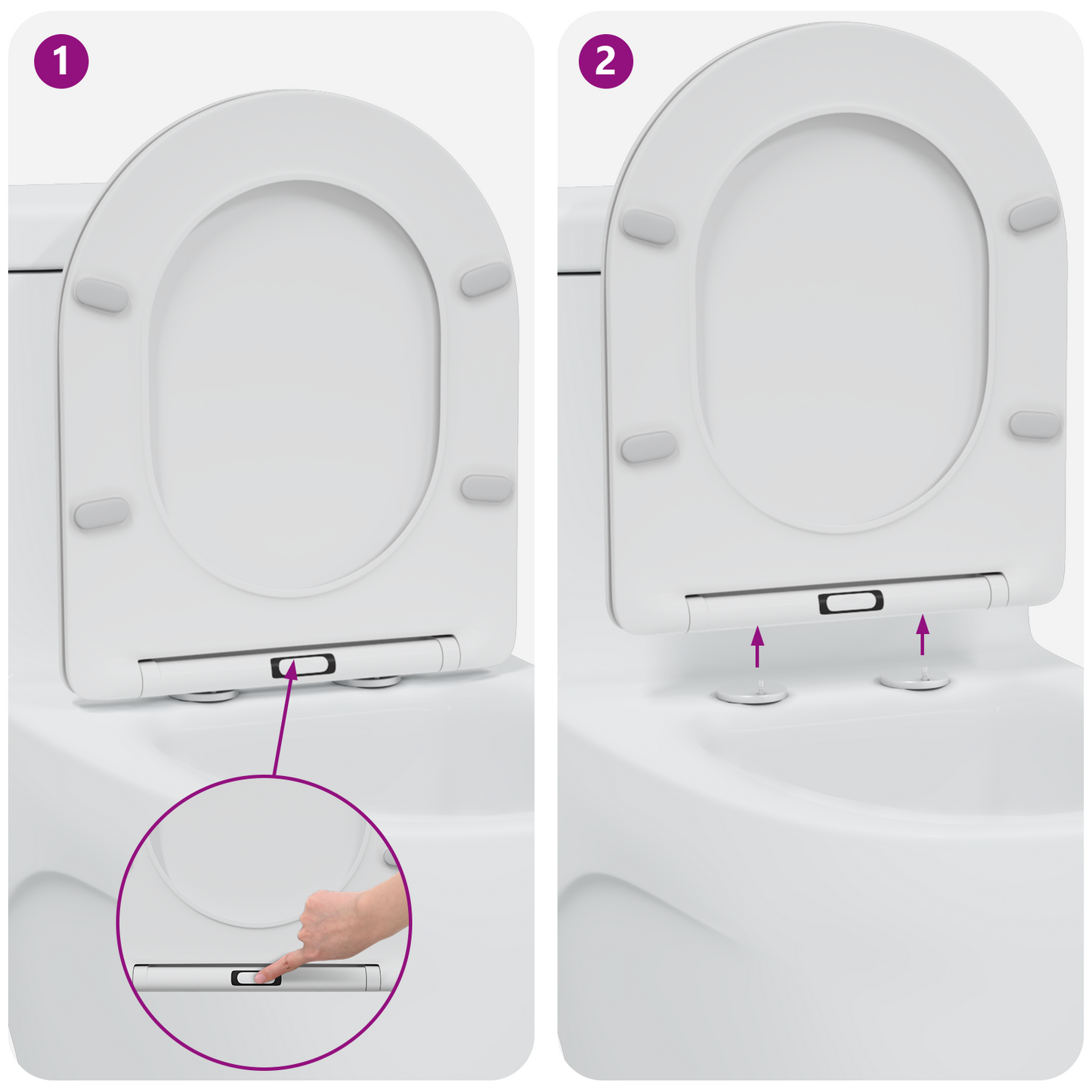 Schnellanpassbarer Toilettensitz mit sanftem Schließen aus Duroplast in Weiß