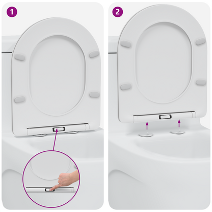 Schnellanpassbarer Toilettensitz mit sanftem Schließen aus Duroplast in Weiß