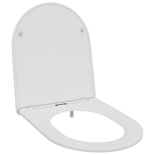 Schnellanpassbarer Toilettensitz mit sanftem Schließen aus Duroplast in Weiß