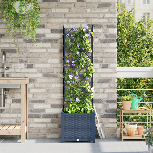 Gartenpflanzer mit Gitter Grau 40 x 40 x 143 cm PP