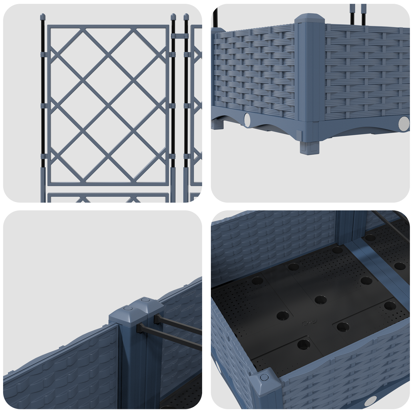 Gartenpflanzer mit Gitter 2 pcs Grau 80 x 40 x 125,5 cm PP