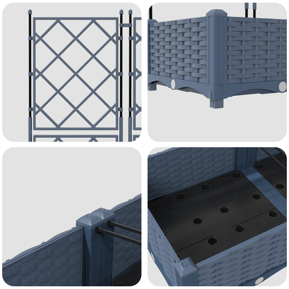 Gartenpflanzer mit Gitter 2 pcs Grau 80 x 40 x 125,5 cm PP