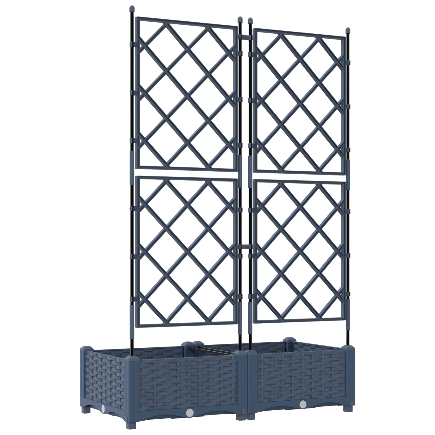 Gartenpflanzer mit Gitter 2 pcs Grau 80 x 40 x 125,5 cm PP