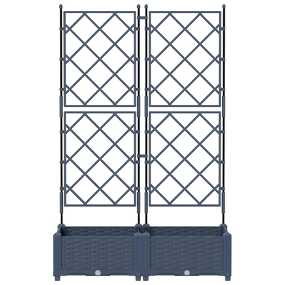 Gartenpflanzer mit Gitter 2 pcs Grau 80 x 40 x 125,5 cm PP