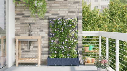 Gartenpflanzer mit Gitter 2 pcs Grau 80 x 40 x 125,5 cm PP