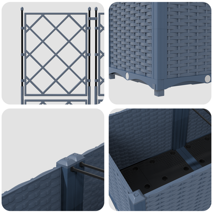 Gartenpflanzer mit Gitter 3 pcs Grau 120 x 40 x 143 cm PP