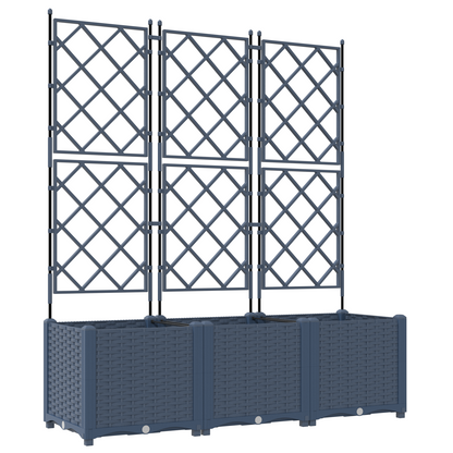 Gartenpflanzer mit Gitter 3 pcs Grau 120 x 40 x 143 cm PP