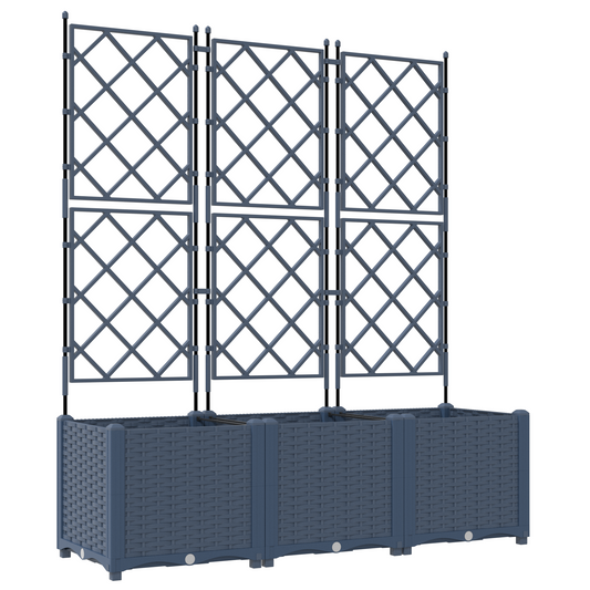 Gartenpflanzer mit Gitter 3 pcs Grau 120 x 40 x 143 cm PP